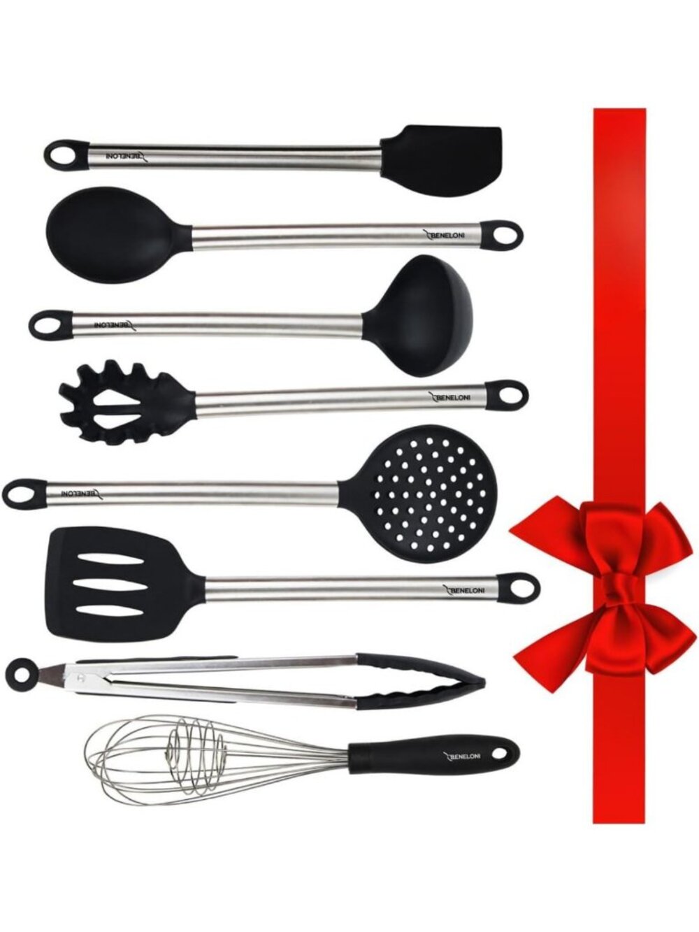 Premium Silicone Kitchen Utensil Set - Nonstick Cooking Tools, Tongs, Spoons